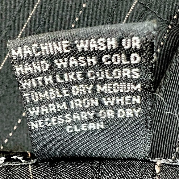 LARRY Levine Stretch Black with Light Pink Pin Stripe Wide Leg Pants - Size 12 - Picture 4 of 5